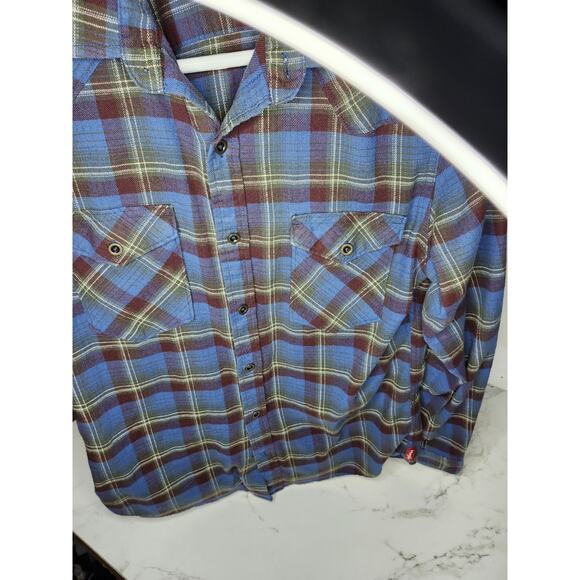 Wrangler Western Pearl Snap Flannel Shirt Plaid Long Sleeve Cowboy Size M - Picture 7 of 9